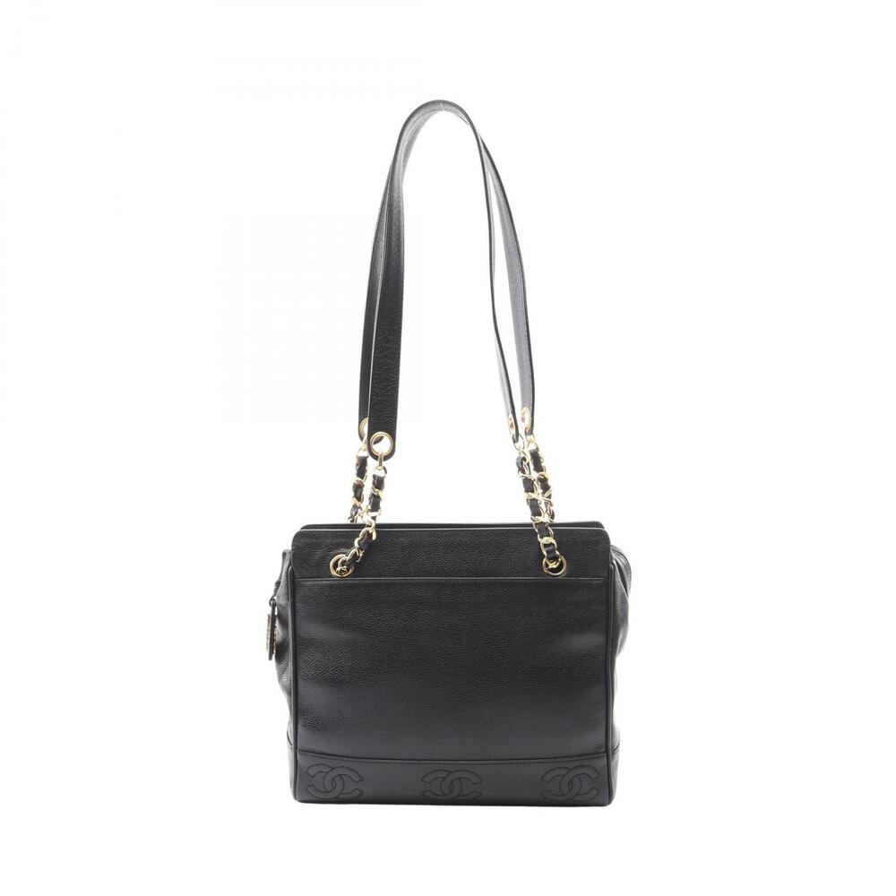 Chanel Triple Coco Mark Tote Bag Calfskin Cowhide Black